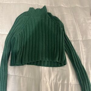 Green Ribbed Women's Sweater